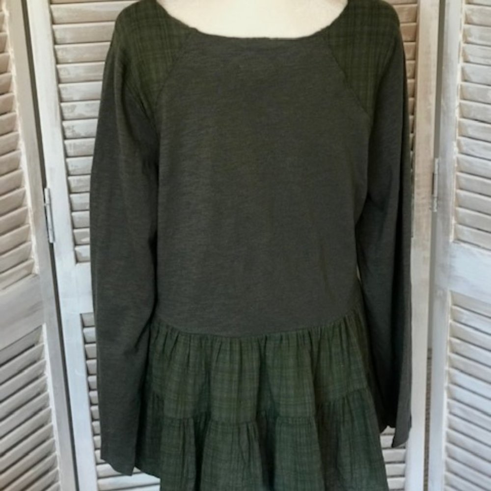 OLIVE & PLAID BABY DOLL TOP - Picture 4 of 4